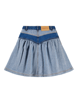 Molo Kids' Becca Panelled Skirt, Two Sided Denim - view 2, Two Sided Denim