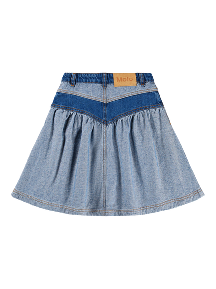 Molo Kids' Becca Panelled Skirt, Two Sided Denim - view 2, Two Sided Denim