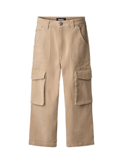 Molo Kids' Alter Cotton Twill Cargo Trousers, Drift Wood, Drift Wood