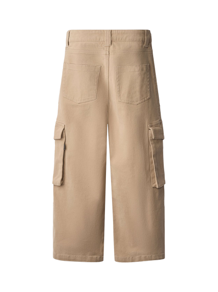 Molo Kids' Alter Cotton Twill Cargo Trousers, Drift Wood - view 2, Drift Wood