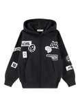 Molo Kids' Marley Cotton Blend Graphic Print Hoodie, Black