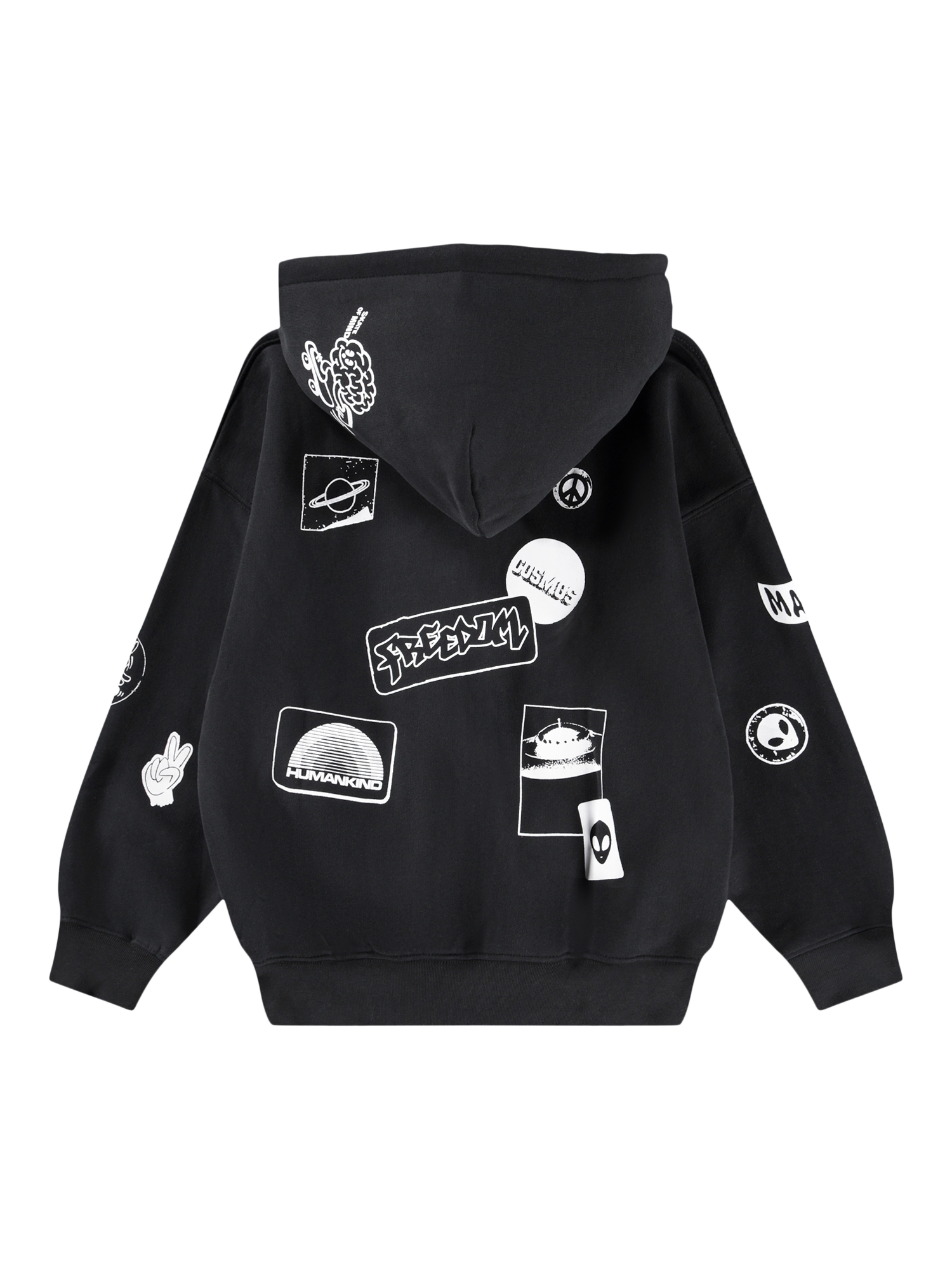 Product image 2 of 5, which shows Molo Kids' Marley Cotton Blend Graphic Print Hoodie, Black, 4 years