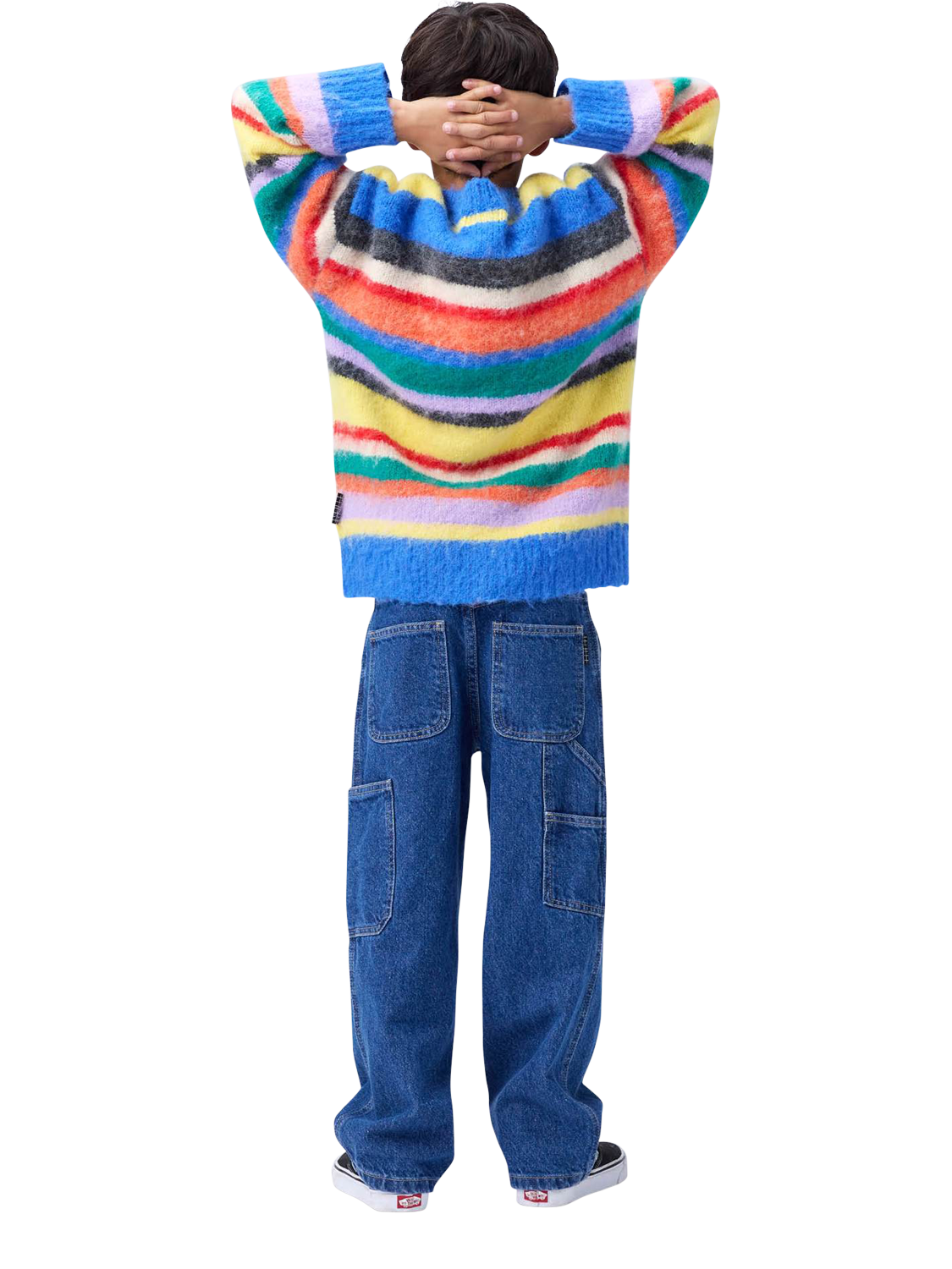 Product image 5 of 6, which shows Molo Kids' Brutus Cardigan, Fuzzy Stripe, 3-4 years