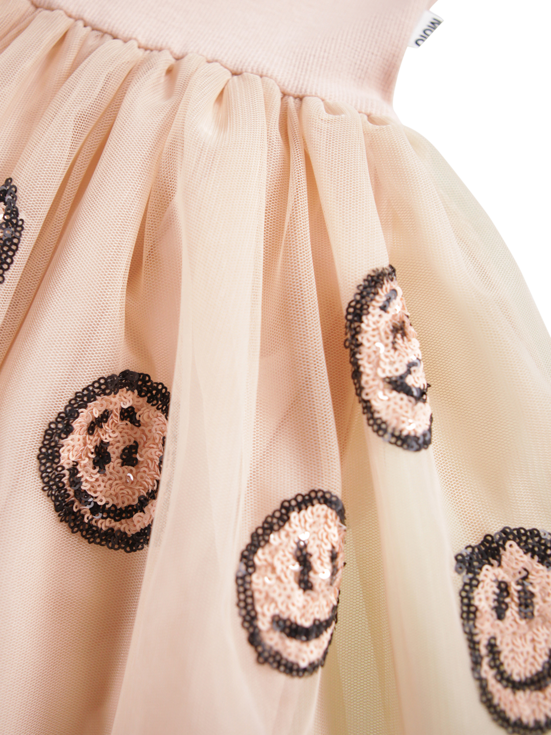 Product image 3 of 3, which shows Molo Kids' Cyrusila Tulle Sequin Dress, Rose Cloud, 3-4 years