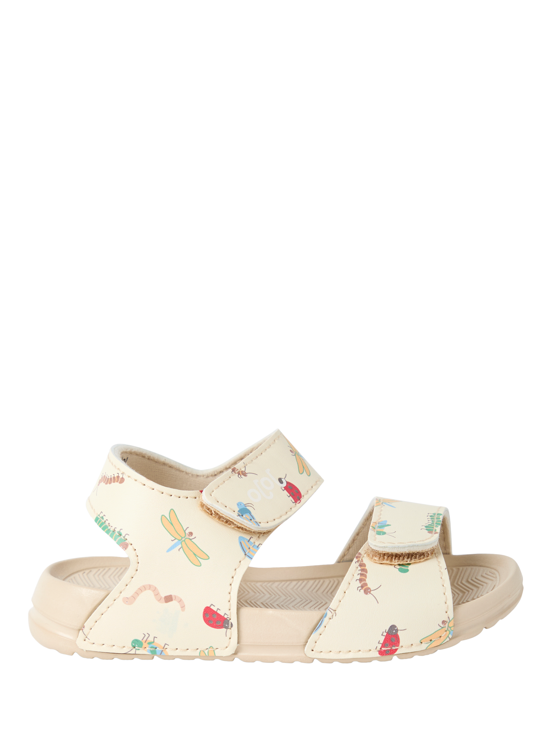 Product image 1 of 4, which shows JoJo Maman Bébé Kids' Double Strap Sandals, Stone, EU21