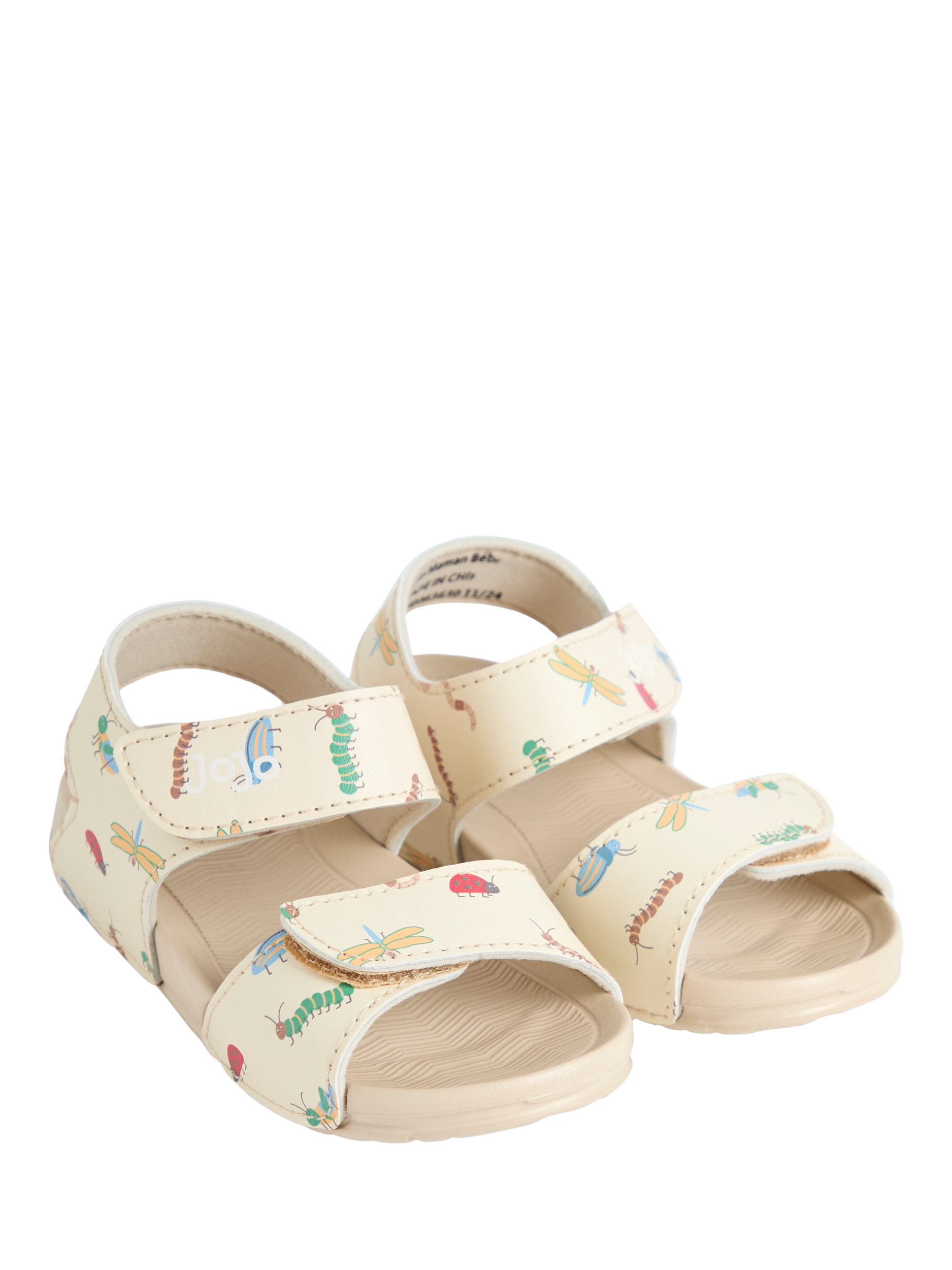 Product image 2 of 4, which shows JoJo Maman Bébé Kids' Double Strap Sandals, Stone, EU21