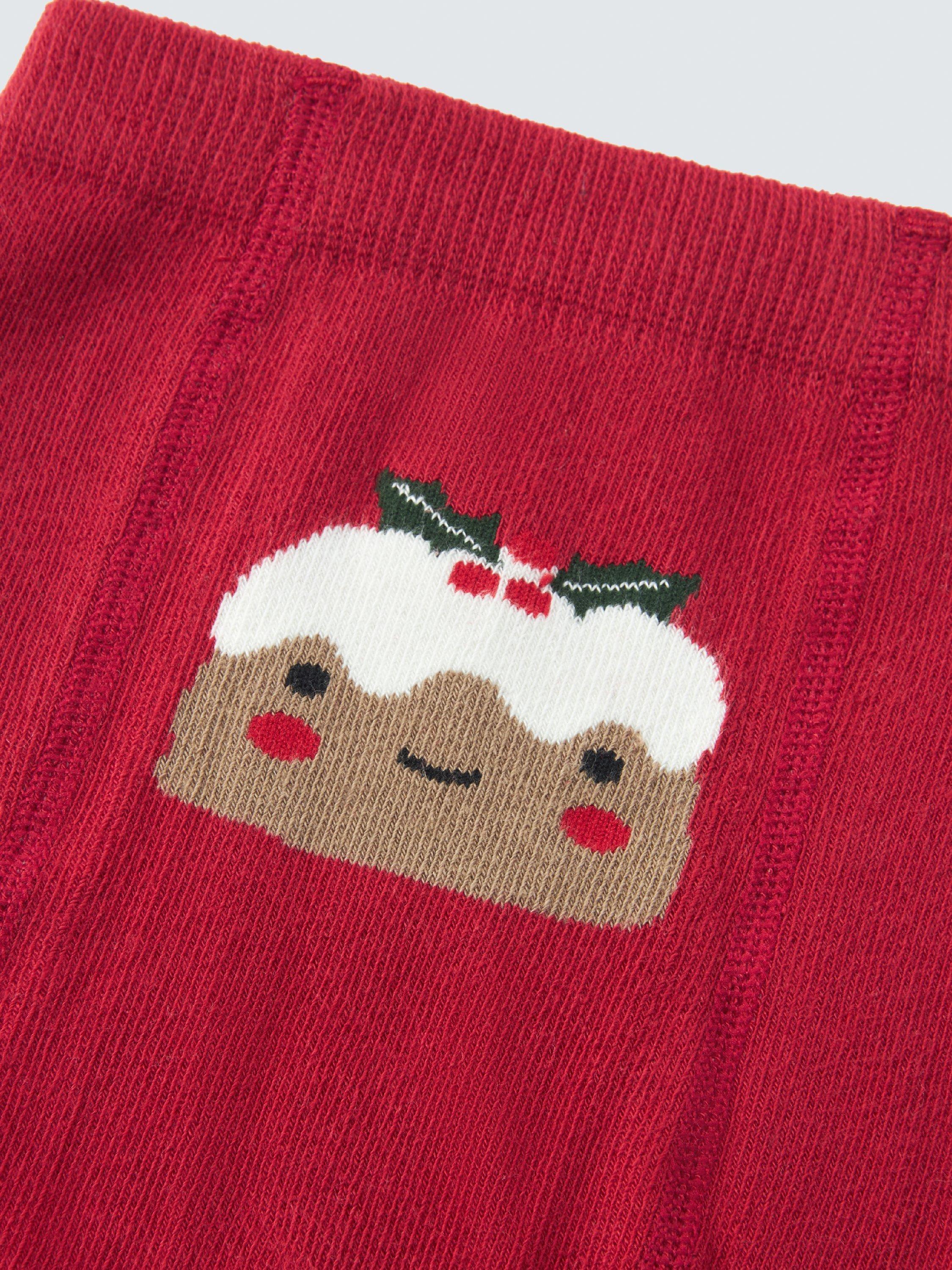 Product image 2 of 3, which shows John Lewis Baby Christmas Tights, Pack of 3, Multi, 0-6 months