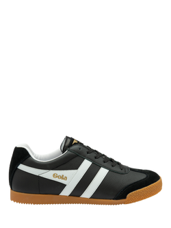 Gola Harrier Suede Lace Up Trainers, Black/ White