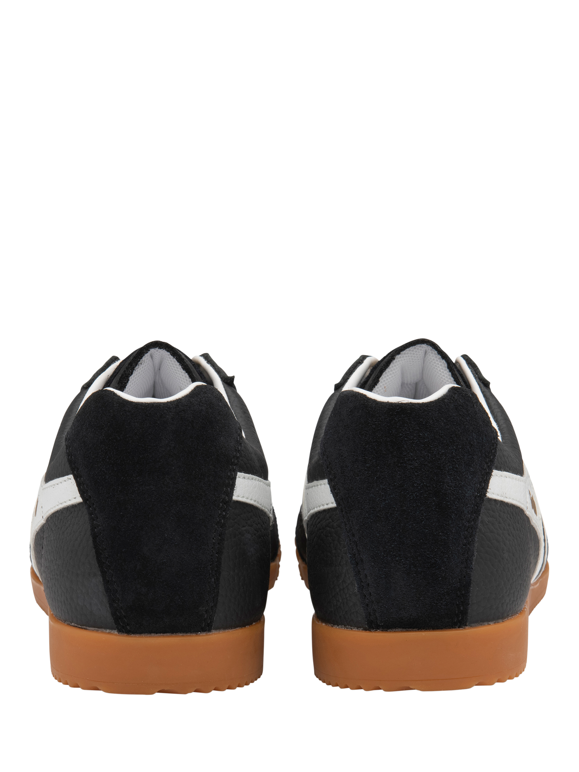 Product image 4 of 5, which shows Gola Harrier Suede Lace Up Trainers, Black/ White, 7