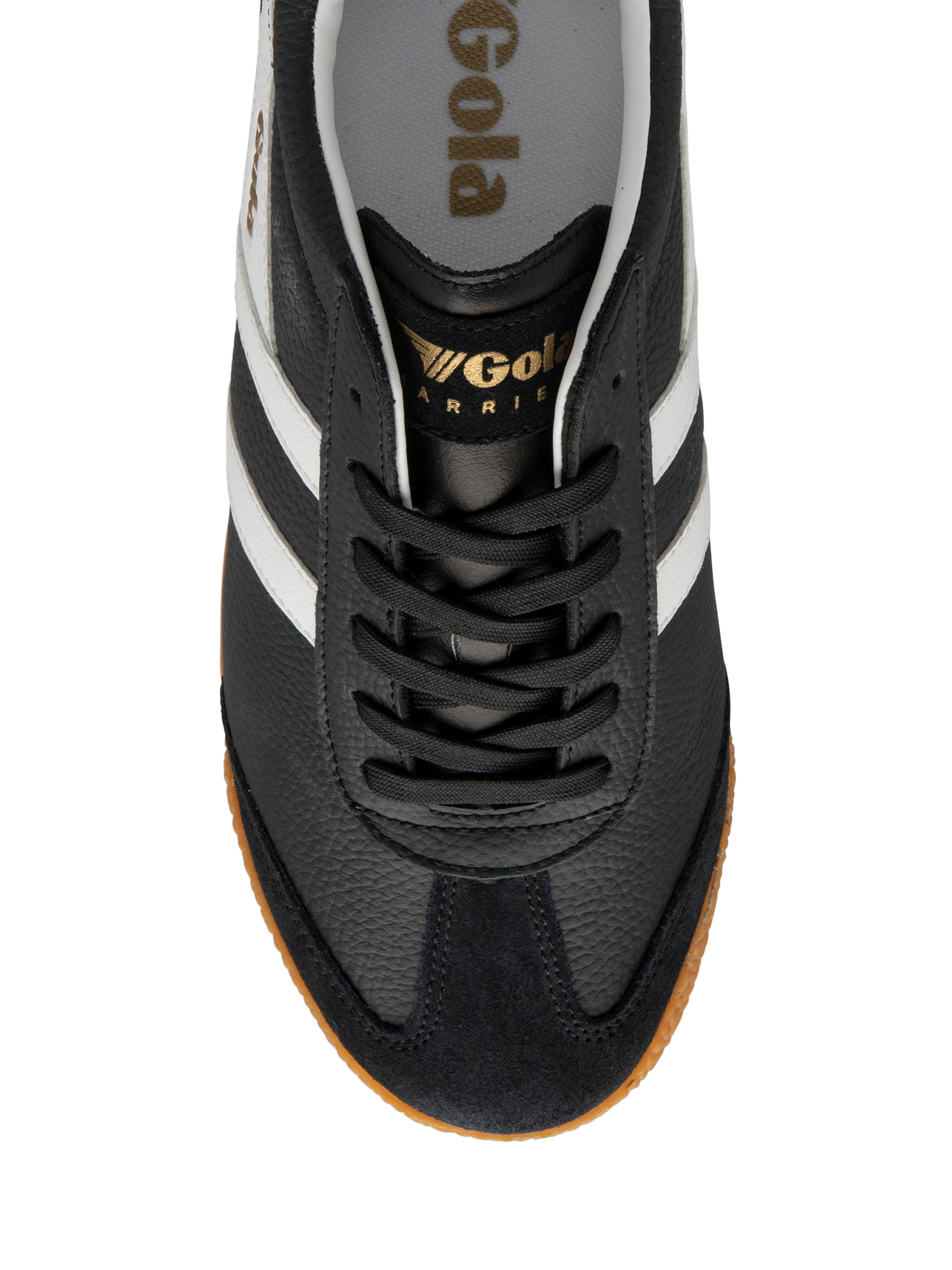 Product image 5 of 5, which shows Gola Harrier Suede Lace Up Trainers, Black/ White, 7