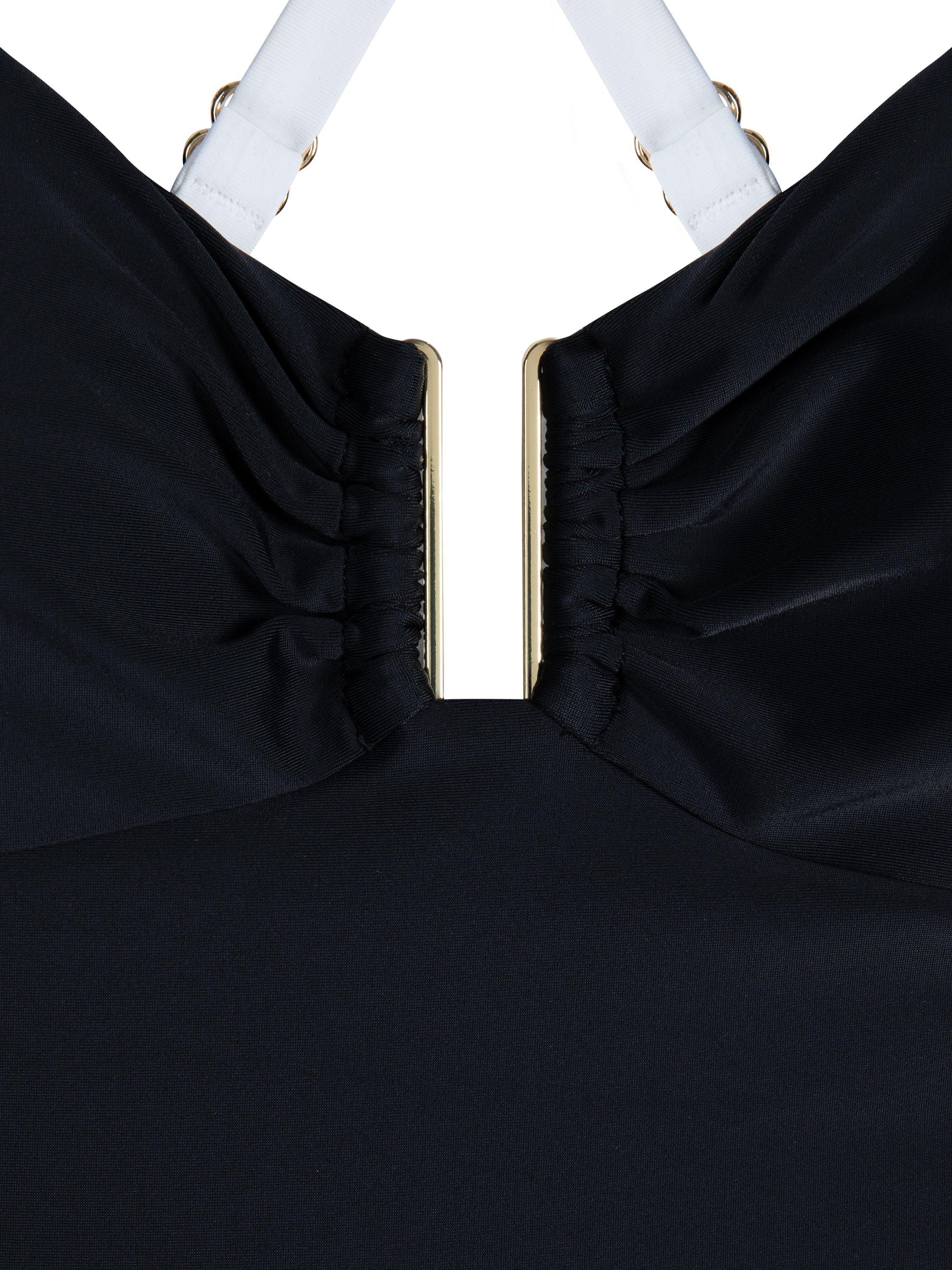 Product image 7 of 7, which shows Chelsea Peers Illusion Cross Back Swim Suit, Black/White, 6