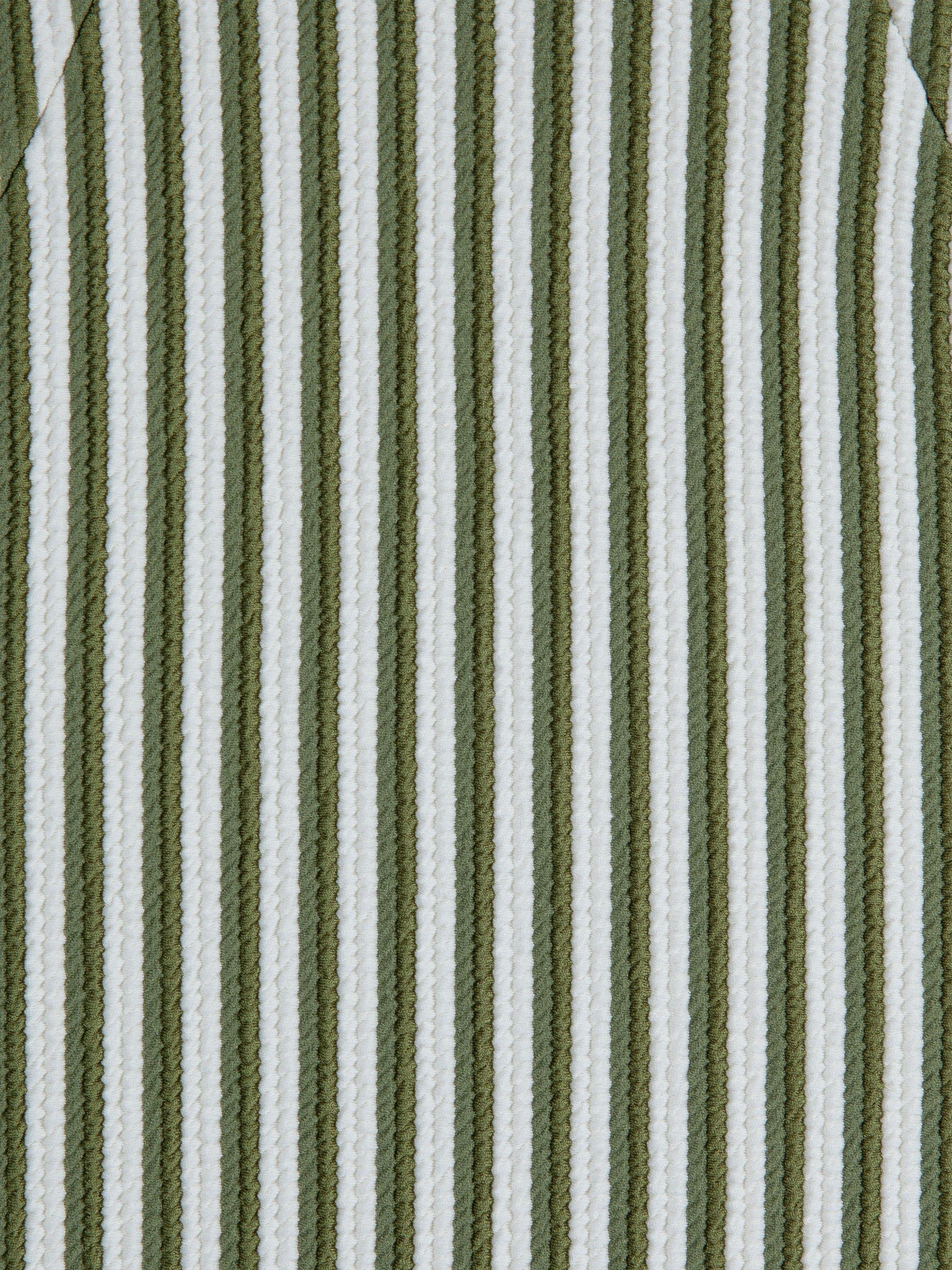 Product image 6 of 6, which shows Chelsea Peers Crinkle Stripe Mixed Blend Swimsuit, Green/White, 18