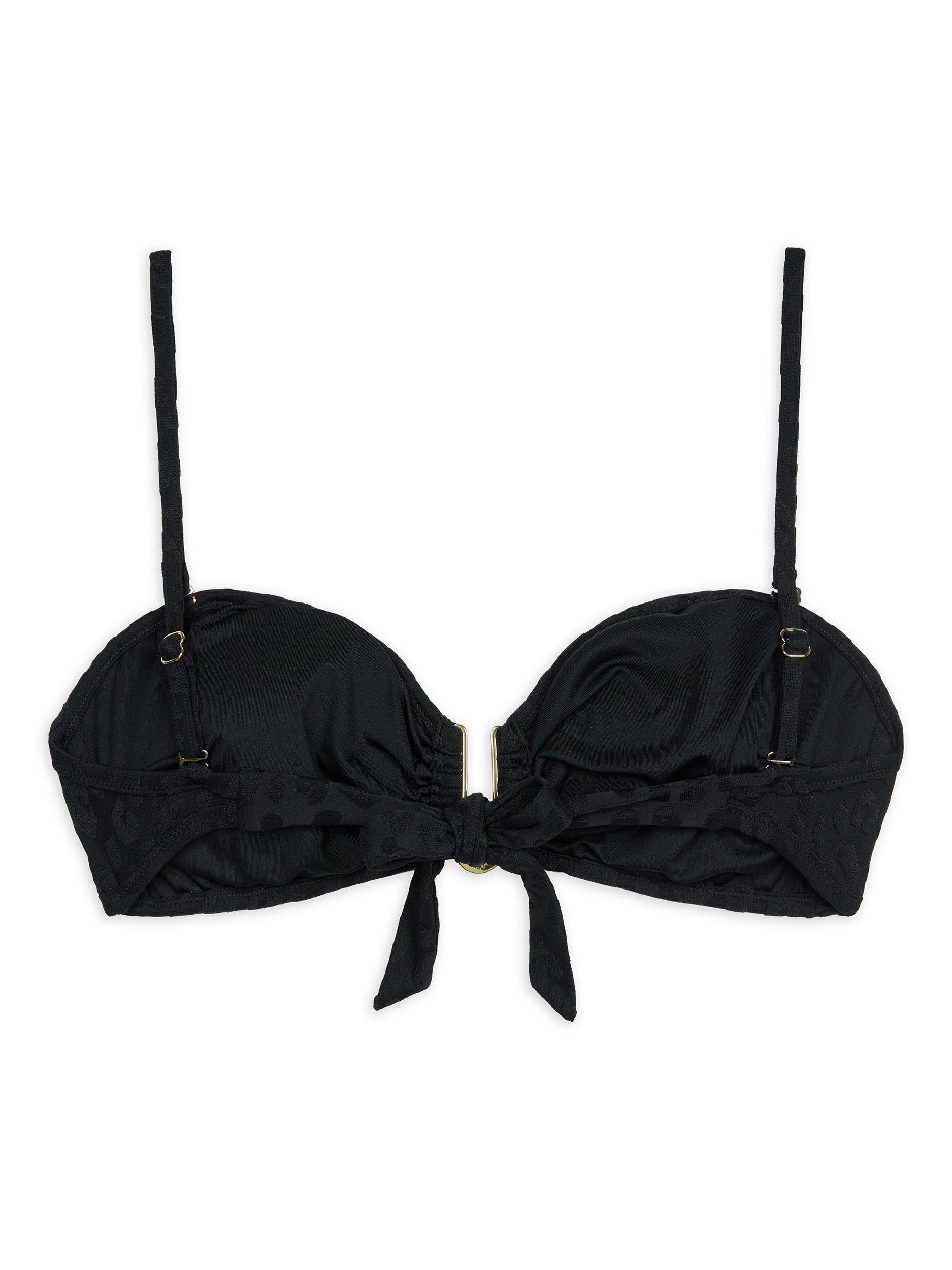 Product image 5 of 6, which shows Chelsea Peers Leopard Jacquard Bandeau Bikini Top, Black, 6