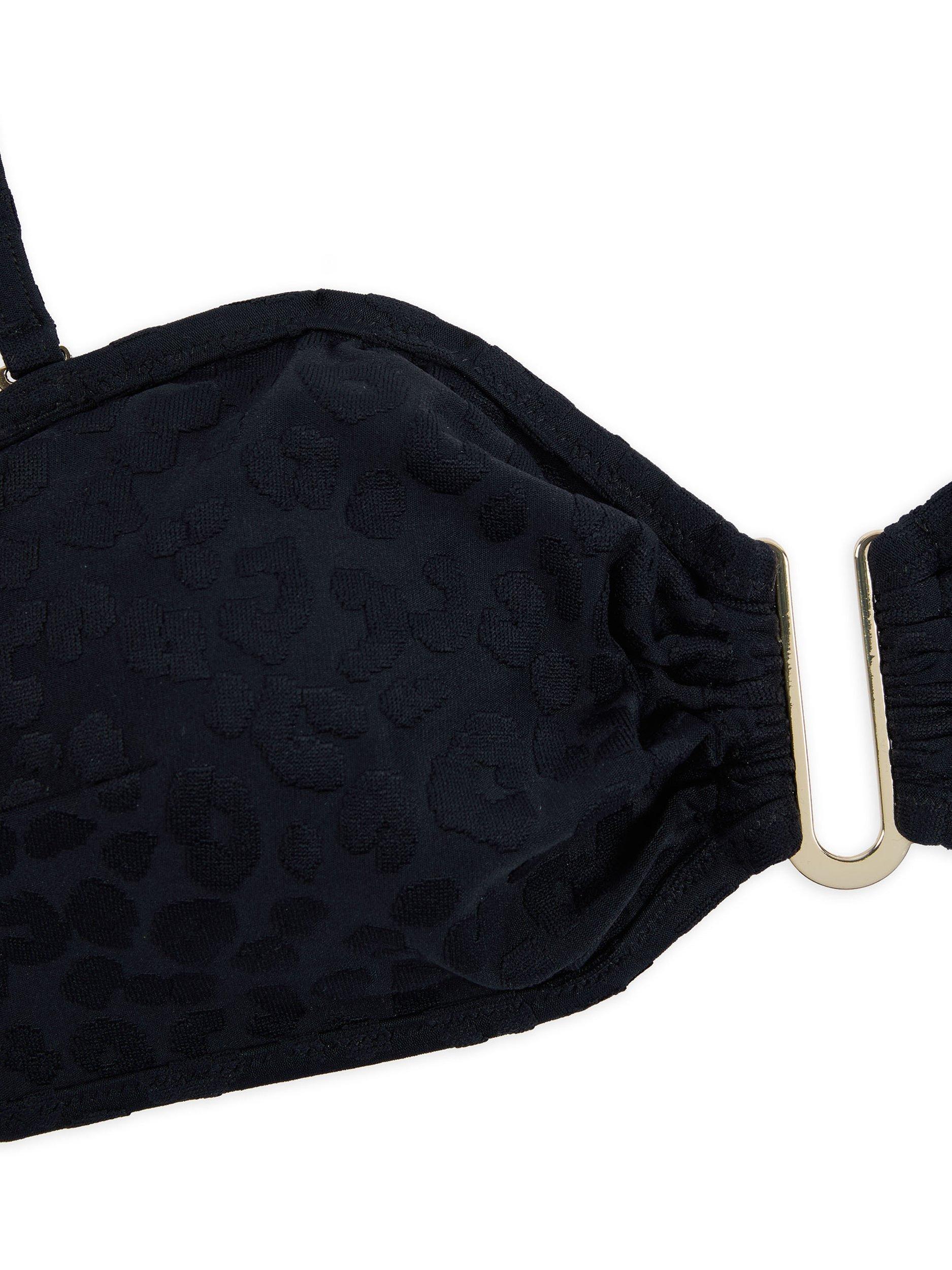 Product image 6 of 6, which shows Chelsea Peers Leopard Jacquard Bandeau Bikini Top, Black, 6