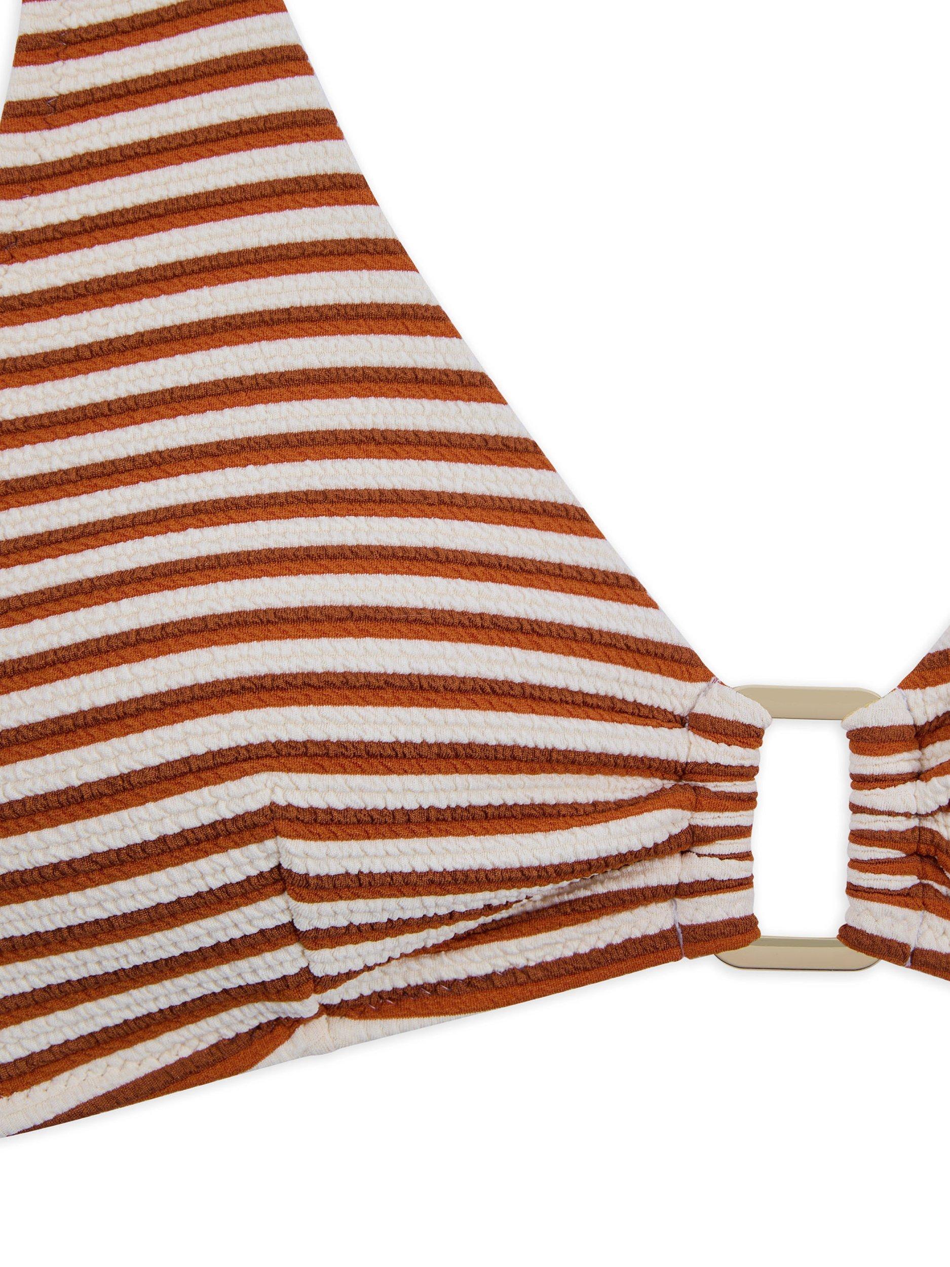 Product image 6 of 6, which shows Chelsea Peers Crinkle Stripe Halterneck Mixed Blend Bikini Top, Multi, 6