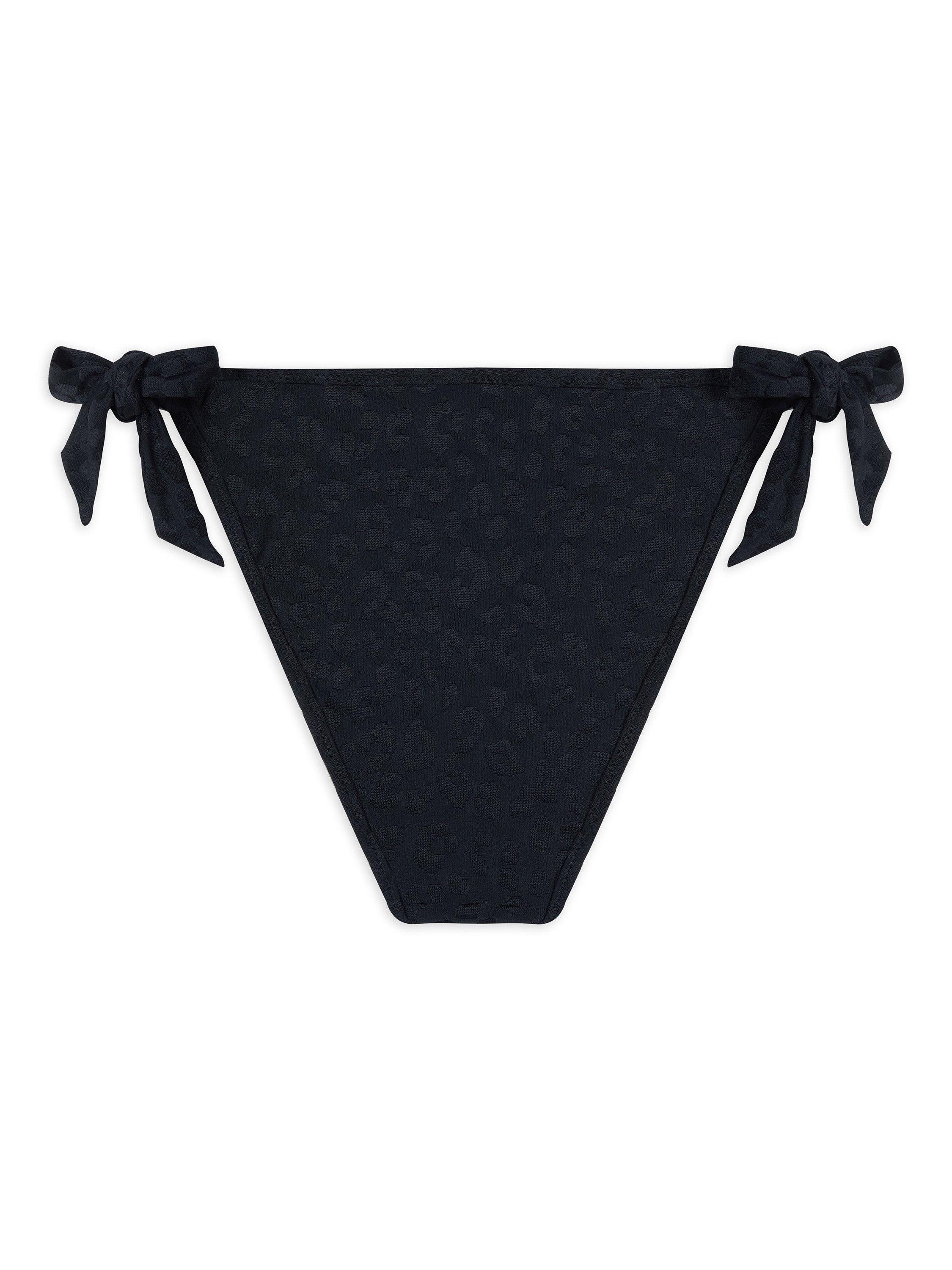 Product image 5 of 6, which shows Chelsea Peers Leopard Spot Jacquard Bikini Bottoms, Black, 6