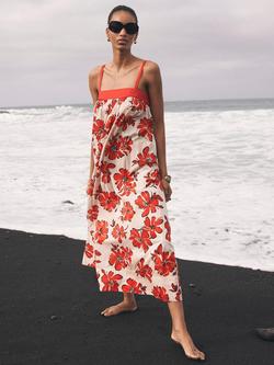 Mint Velvet Cotton Blend Floral Print Maxi Dress - view 2, Red/Multi