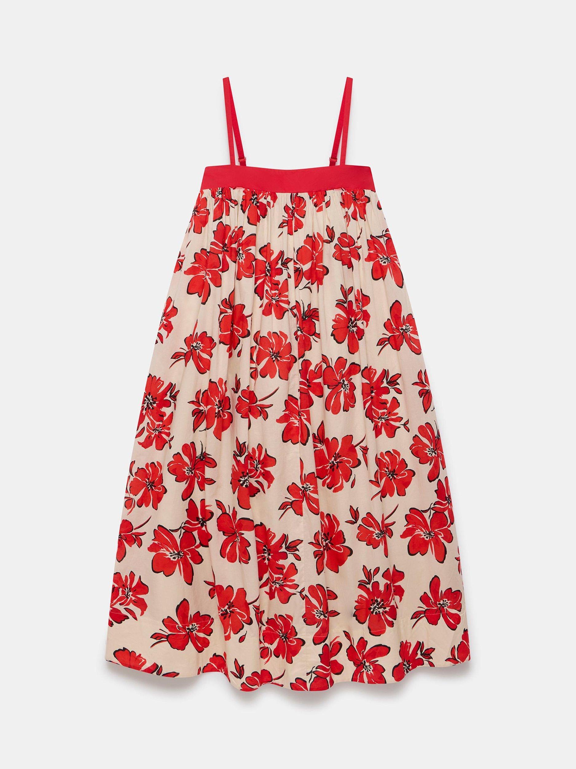 Product image 7 of 8, which shows Mint Velvet Cotton Blend Floral Print Maxi Dress, Red/Multi, 6