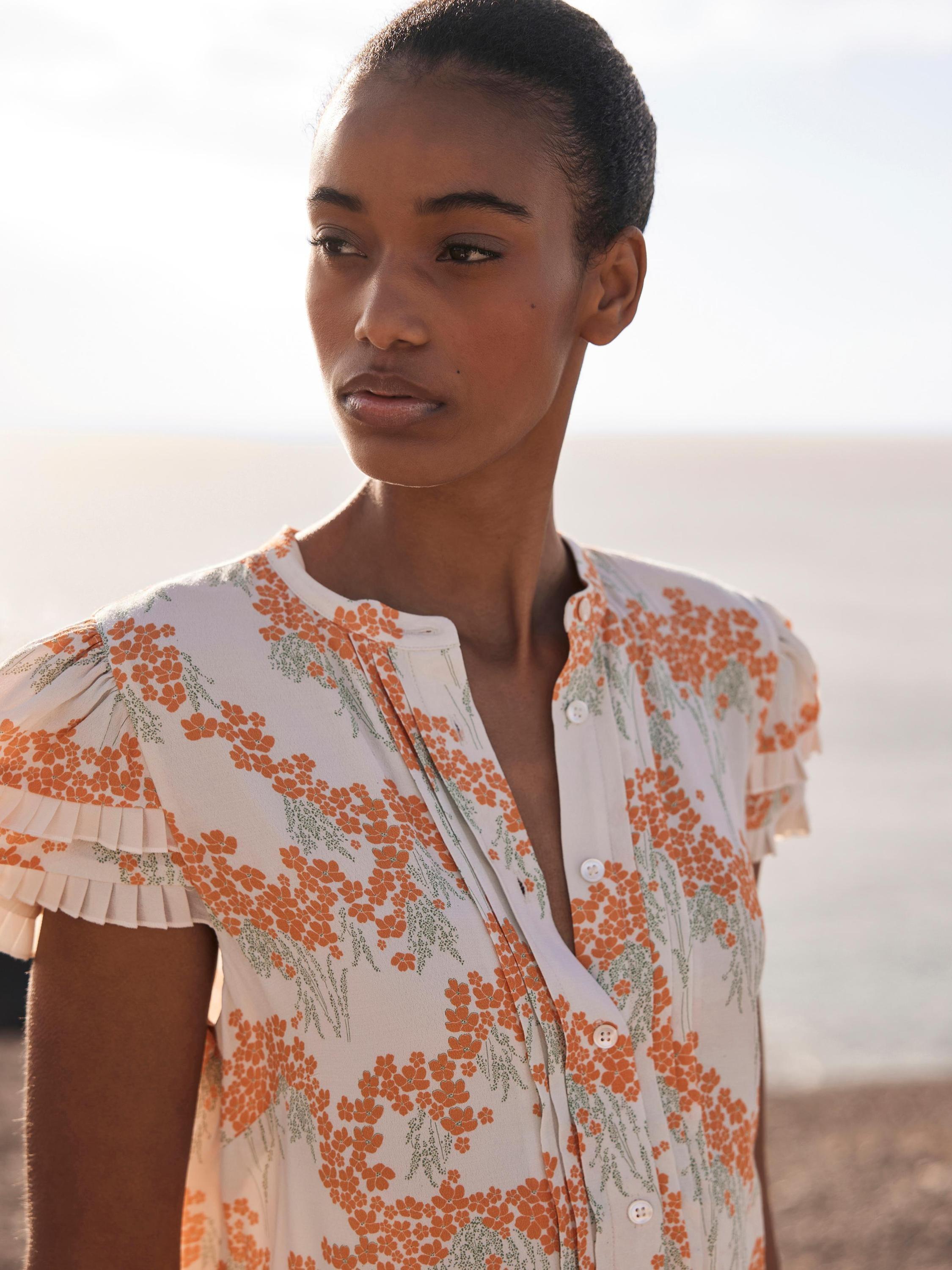 Product image 5 of 7, which shows Mint Velvet Cap Sleeve Floral Print Mini Dress, Natural/Multi, XL