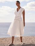 Mint Velvet Lace Trim Cotton Midi Dress, White Ivory