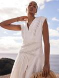 Mint Velvet Lace Trim Cotton Midi Dress, White Ivory