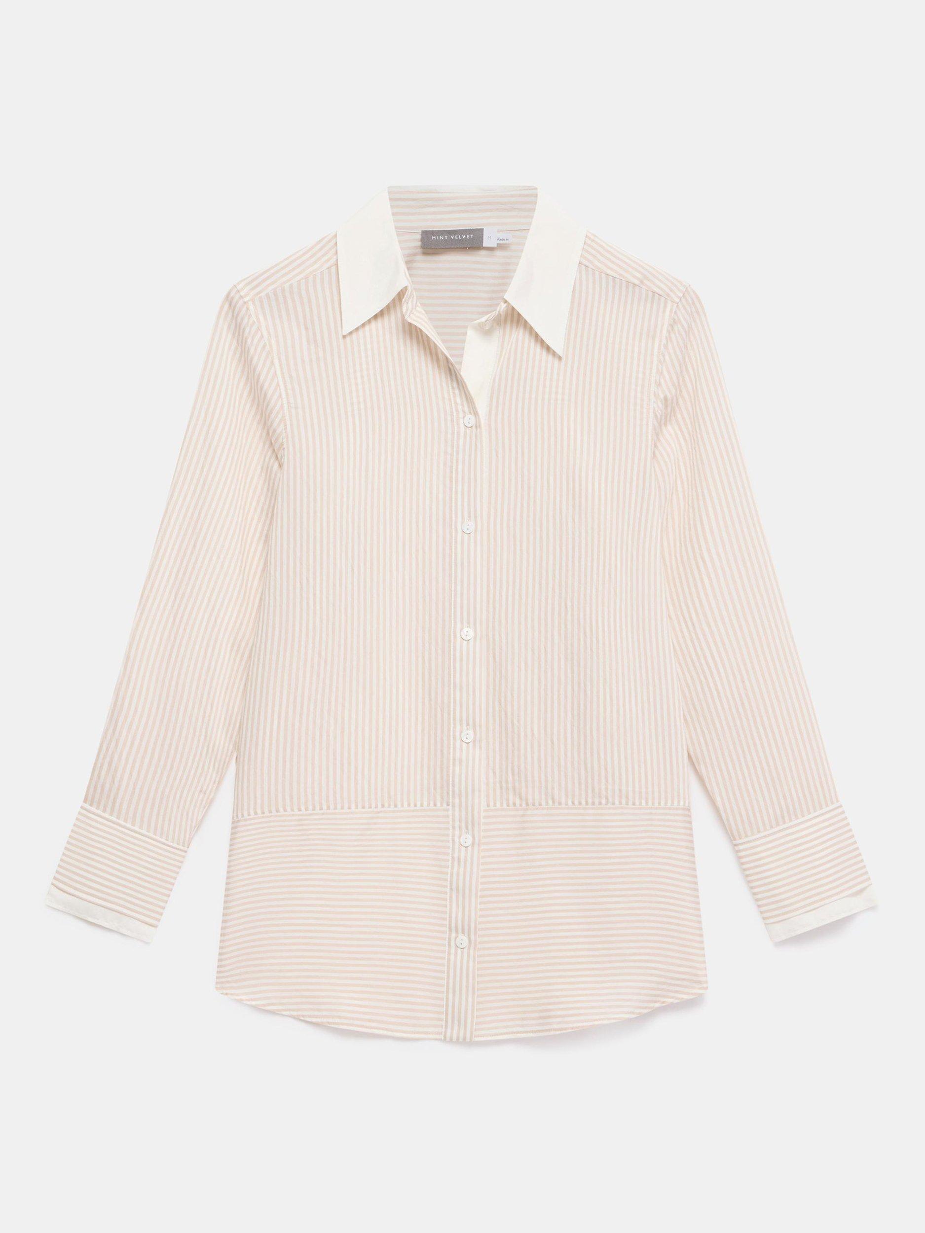 Product image 7 of 8, which shows Mint Velvet Striped Longline Shirt, Natural/Multi, S