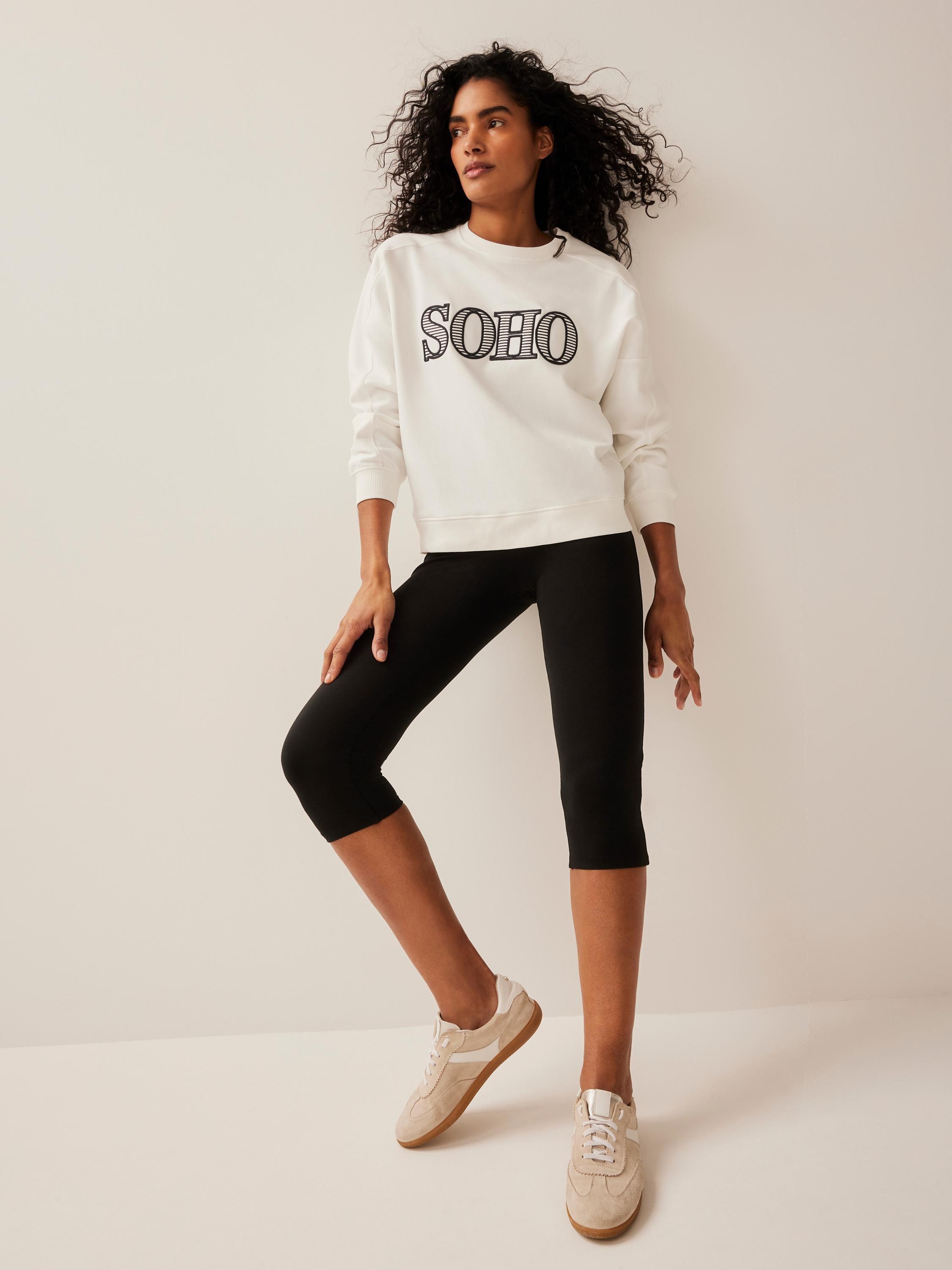 Product image 2 of 8, which shows Mint Velvet Cotton Blend Graphic Sweatshirt, White Ivory, M