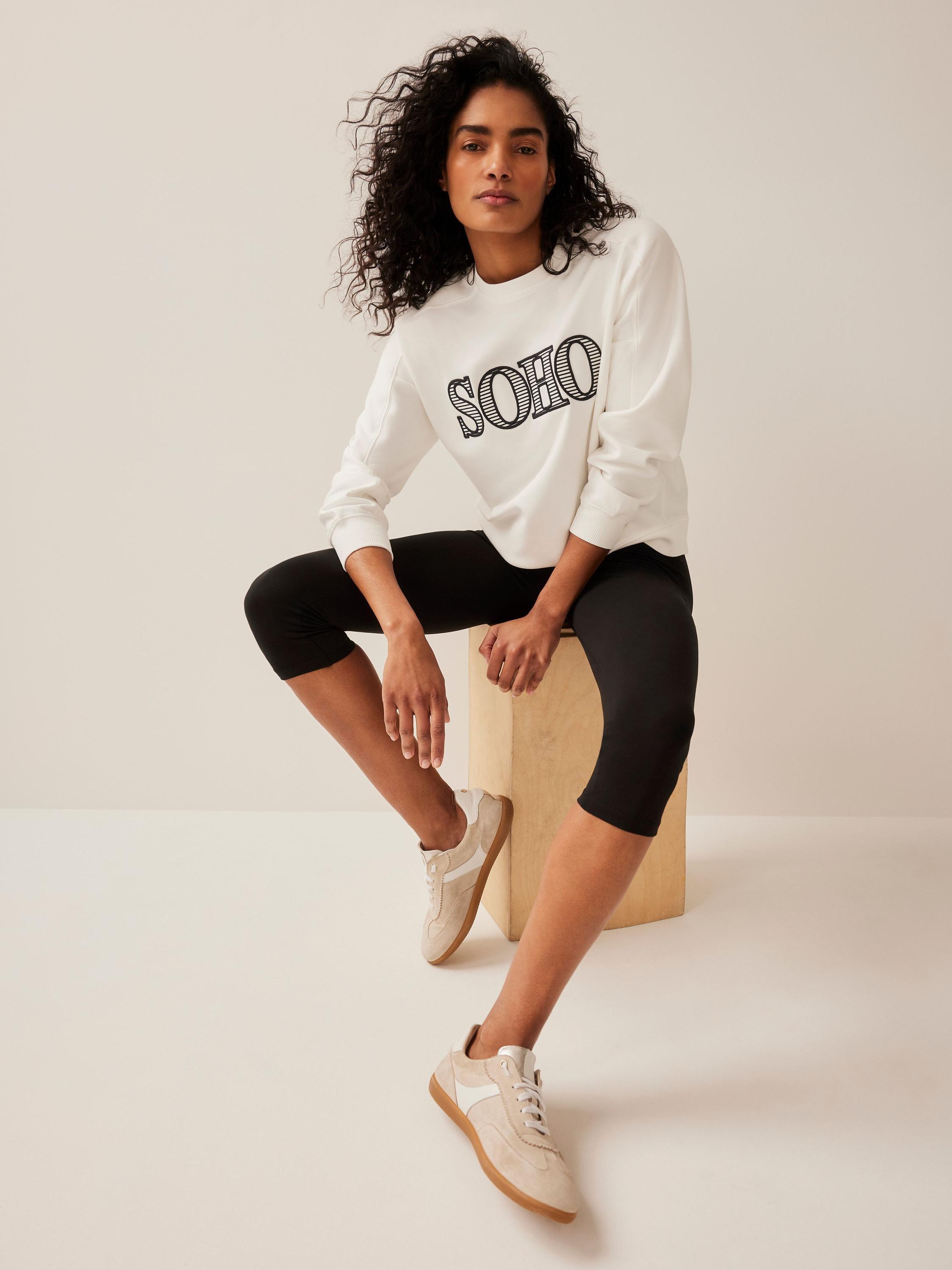 Product image 4 of 8, which shows Mint Velvet Cotton Blend Graphic Sweatshirt, White Ivory, M