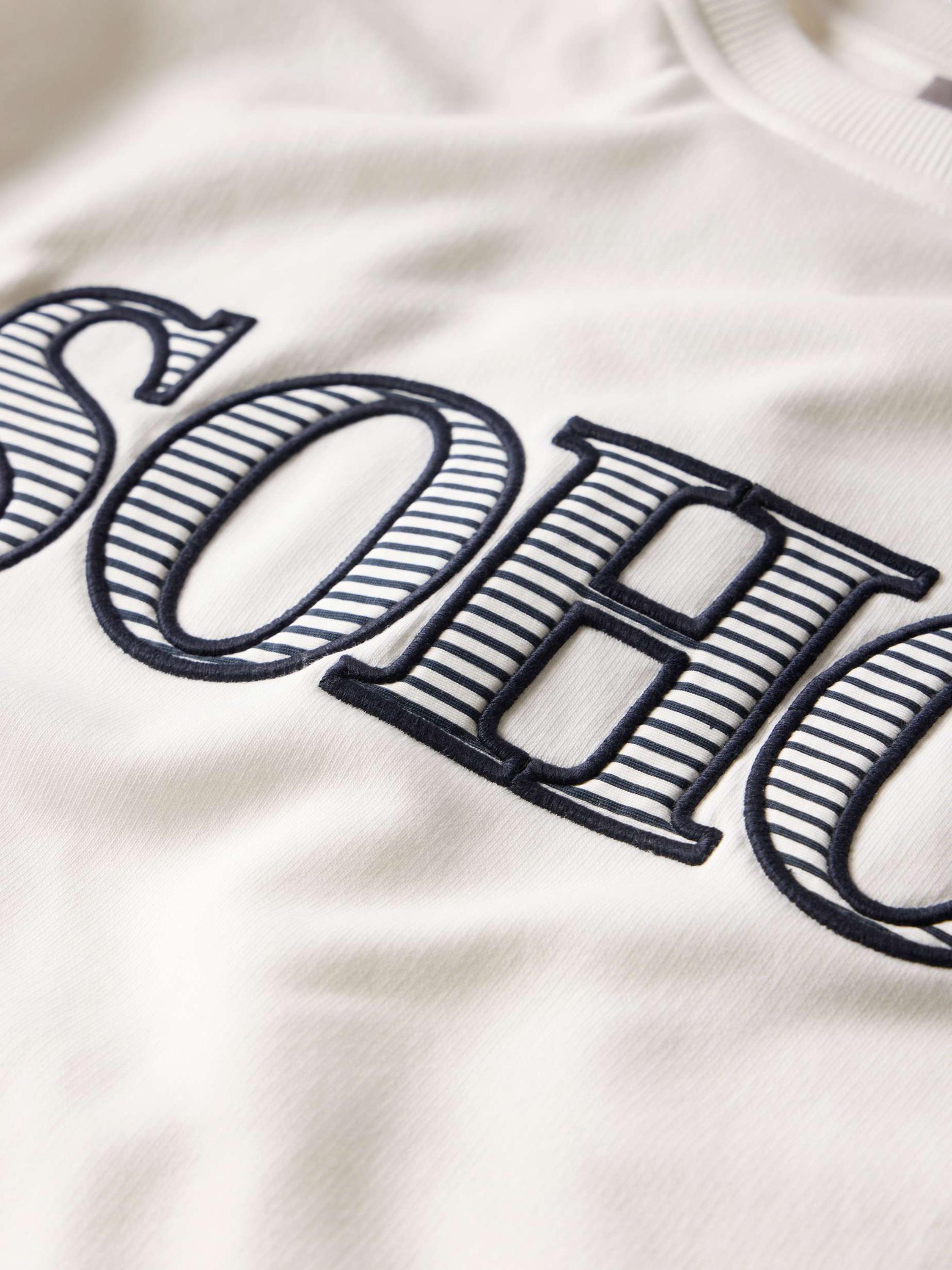 Product image 8 of 8, which shows Mint Velvet Cotton Blend Graphic Sweatshirt, White Ivory, M