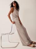 Mint Velvet Satin Wide Leg Trousers, Natural, Natural