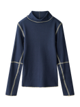 Molo Kids' Rennie Ribbed Long Sleeved Roll Neck Top, Galaxy Blue