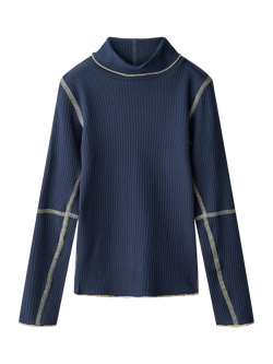 Molo Kids' Rennie Ribbed Long Sleeved Roll Neck Top, Galaxy Blue, Galaxy Blue