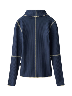 Molo Kids' Rennie Ribbed Long Sleeved Roll Neck Top, Galaxy Blue - view 2, Galaxy Blue