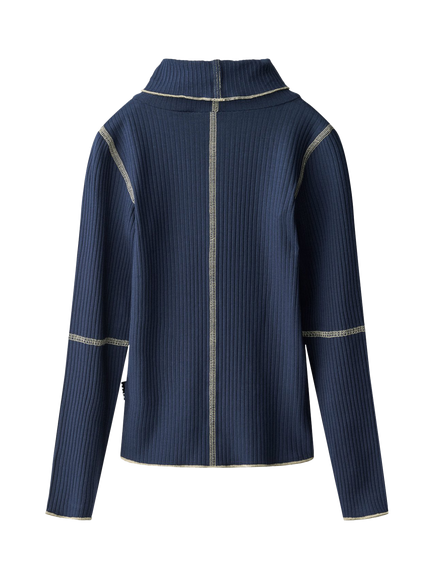 Molo Kids' Rennie Ribbed Long Sleeved Roll Neck Top, Galaxy Blue - view 2, Galaxy Blue