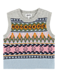 Molo Kids' Grace Wool Sleeveless Vest, Kind Argyle
