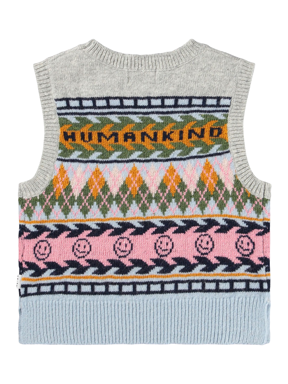 Product image 2 of 4, which shows Molo Kids' Grace Wool Sleeveless Vest, Kind Argyle, 3-4 years