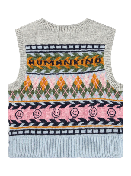 Molo Kids' Grace Wool Sleeveless Vest, Kind Argyle - view 2, Kind Argyle