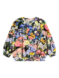 Molo Kids' Marika Long Sleeved Sweatshirt, Floral Impression, Floral Impression