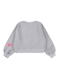 Molo Kids' Miki Heart Jumper, Grey Melange - view 2, Grey Melange