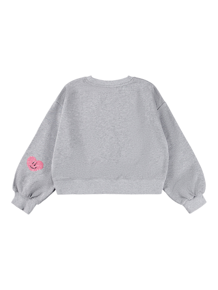 Molo Kids' Miki Heart Jumper, Grey Melange - view 2, Grey Melange