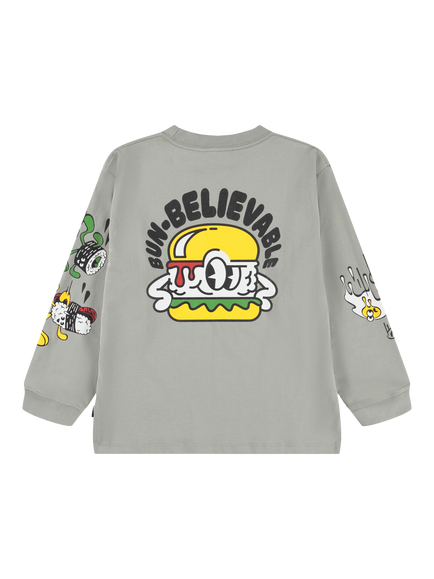 Molo Kids' Rube Cotton Relaxed Sweatshirt, Funny Food - view 2, Funny Food