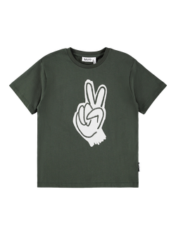 Molo Kids' Riley Cotton Printed T-Shirt, Handy Peace, Handy Peace