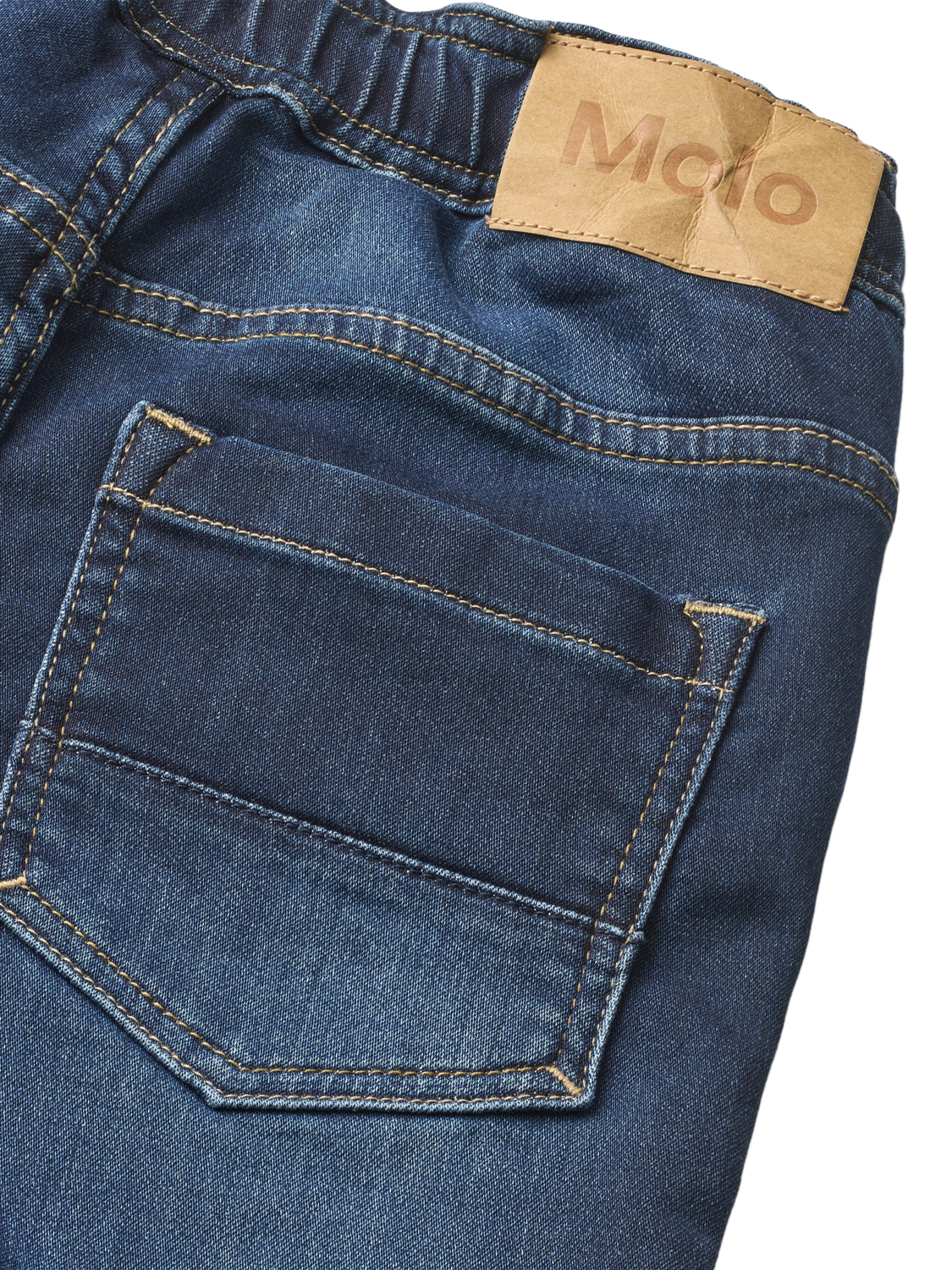 Product image 4 of 4, which shows Molo Kids' Augustino Denim Jogging Trousers, Dark Indigo, 4 years