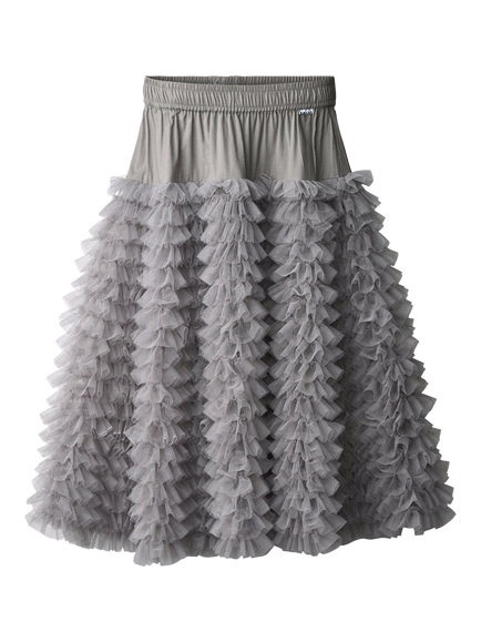 Molo Kids' Bliss Tulle Ruffle Skirt, Grey Flannel - view 2, Grey Flannel