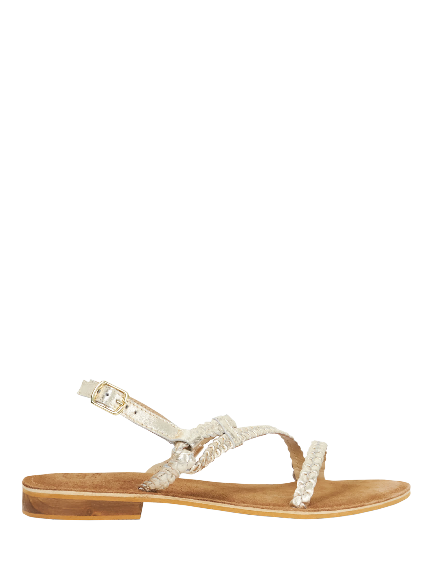 Product image 1 of 6, which shows Dune London Liller Leather Sandals, Gold, 3