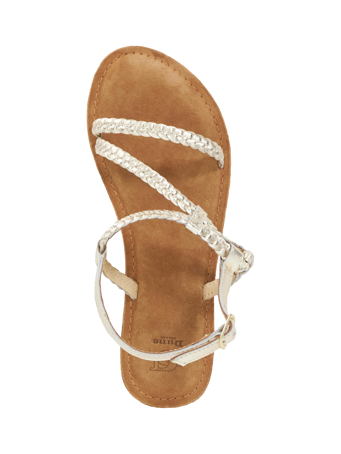 Product image 3 of 6, which shows Dune London Liller Leather Sandals, Gold, 3