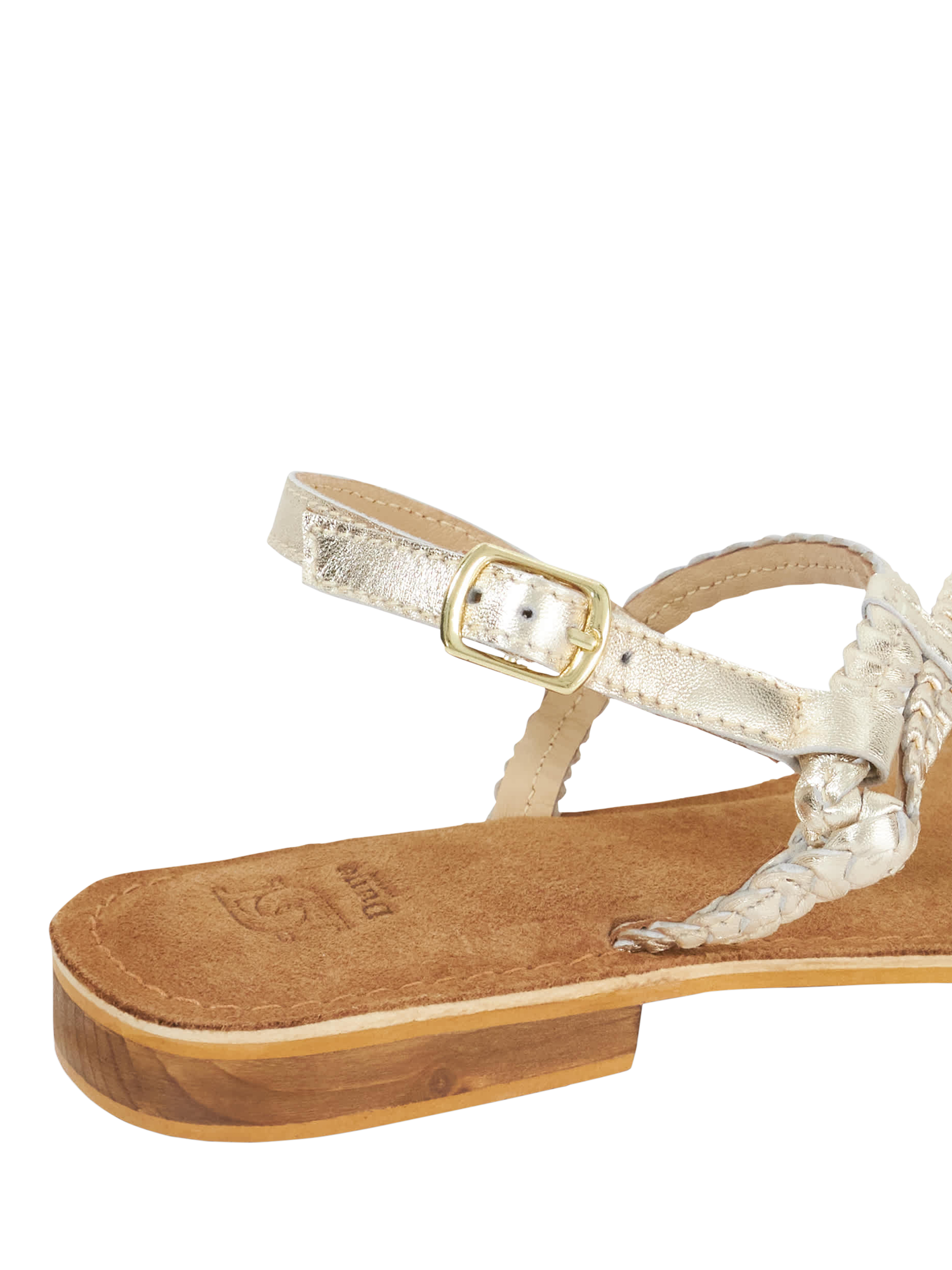 Product image 6 of 6, which shows Dune London Liller Leather Sandals, Gold, 3