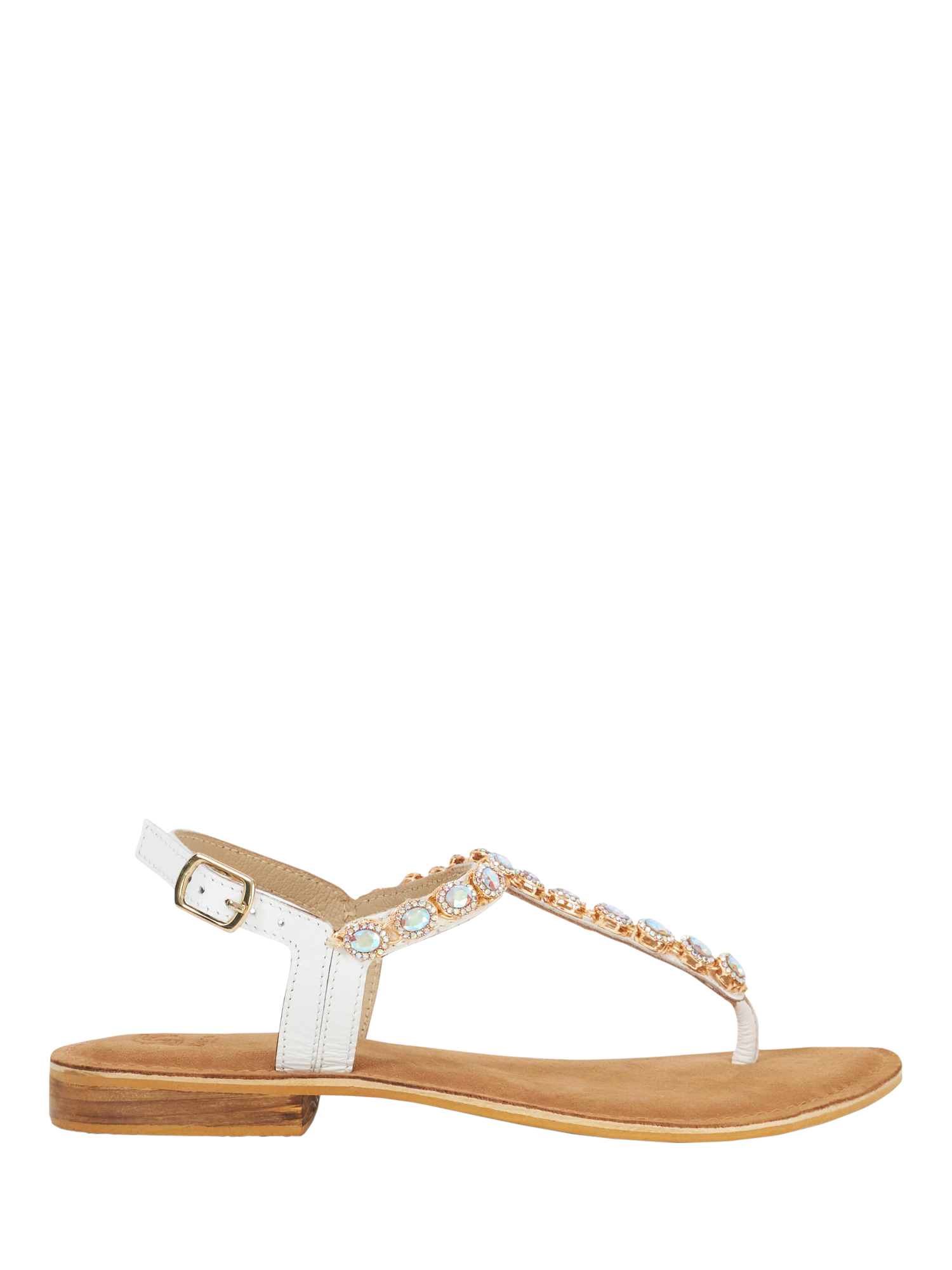 Product image 1 of 6, which shows Dune London Larvo Embellished Leather Sandals, Ecru, 4