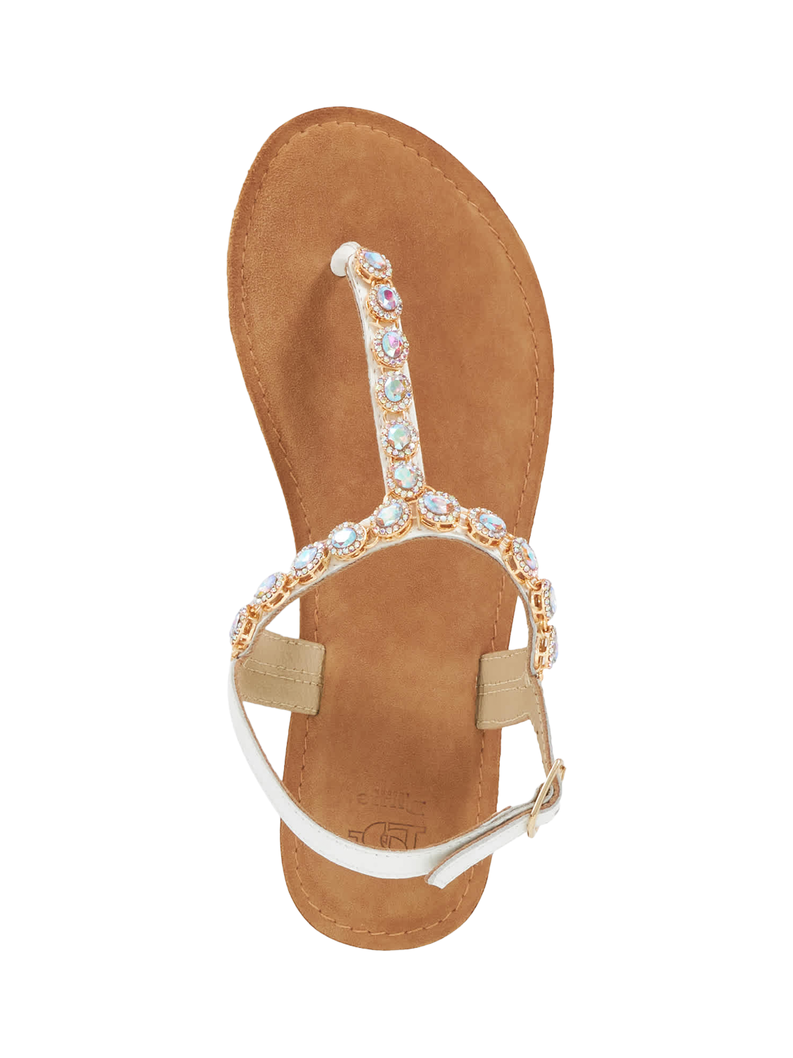 Product image 3 of 6, which shows Dune London Larvo Embellished Leather Sandals, Ecru, 4