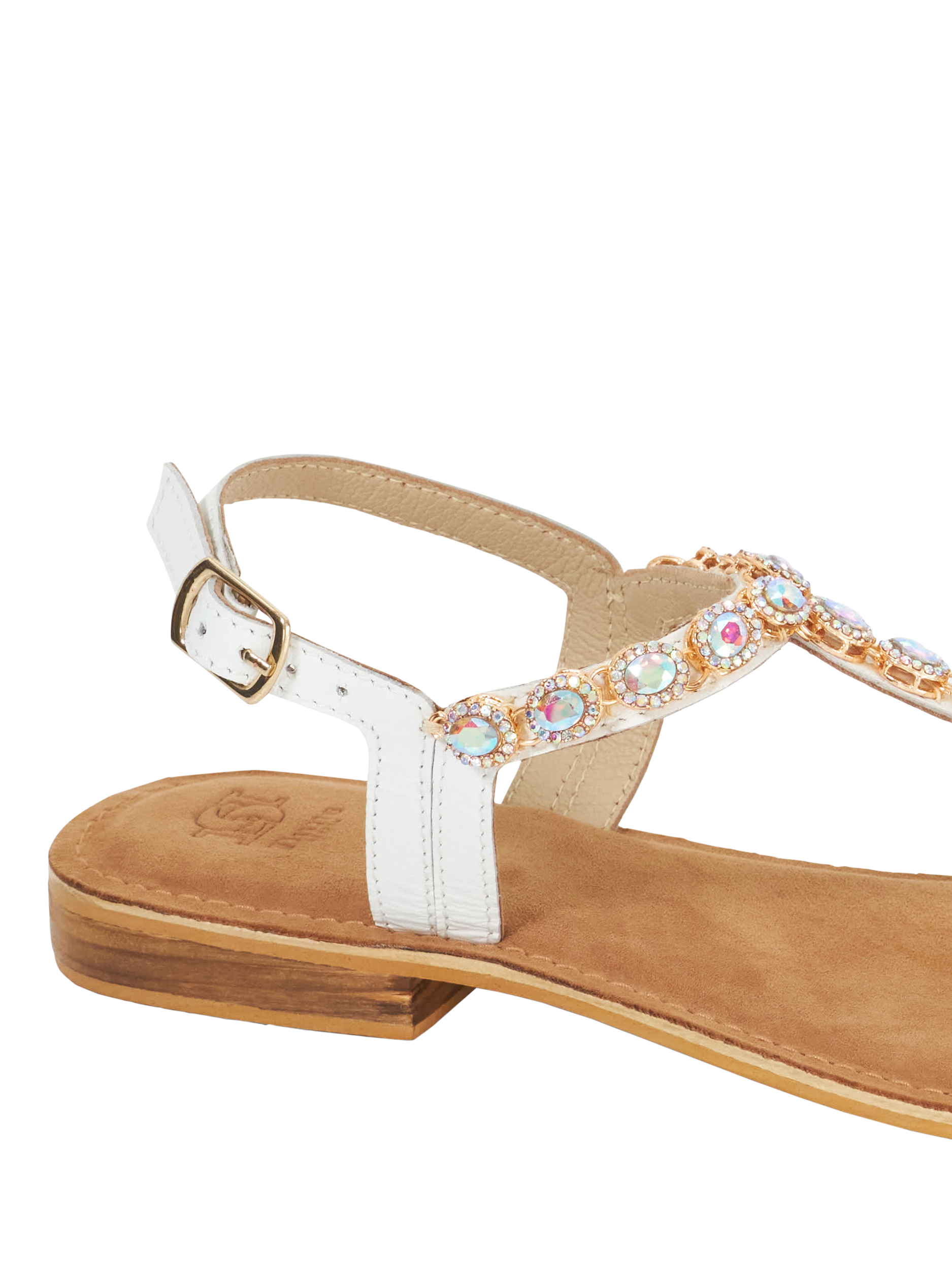 Product image 6 of 6, which shows Dune London Larvo Embellished Leather Sandals, Ecru, 4